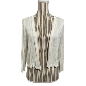 Chico's Cream White Open Knit Crop Cardigan Womens 1 (S) Lightweight 100% Rayon